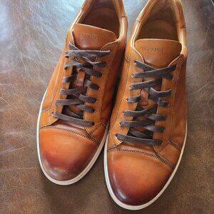 Magnanni Chestnut Cognac Brown Leather Lace Up Sneakers US 14